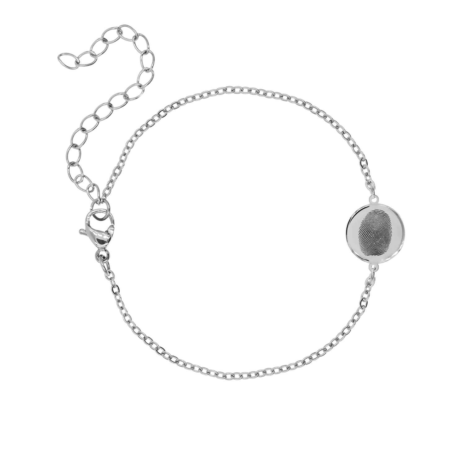 Fingerprint Coin Bracelet Silver