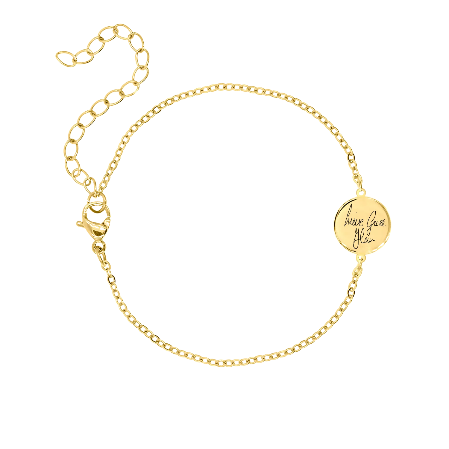 Handwriting Coin Bracelet Gold