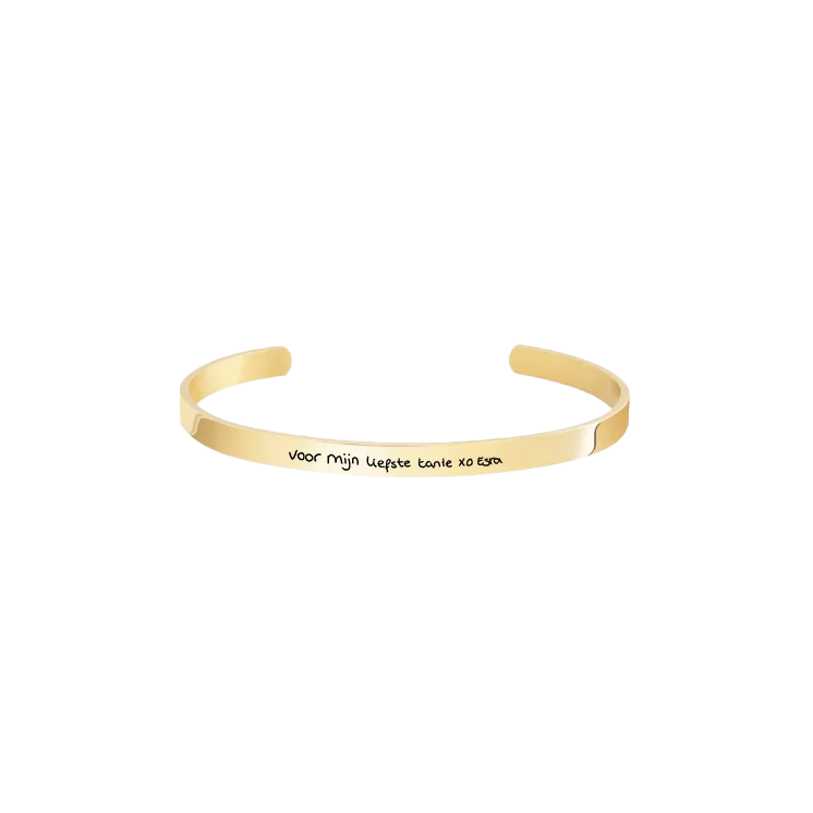 Handwriting Cuff Bracelet Gold