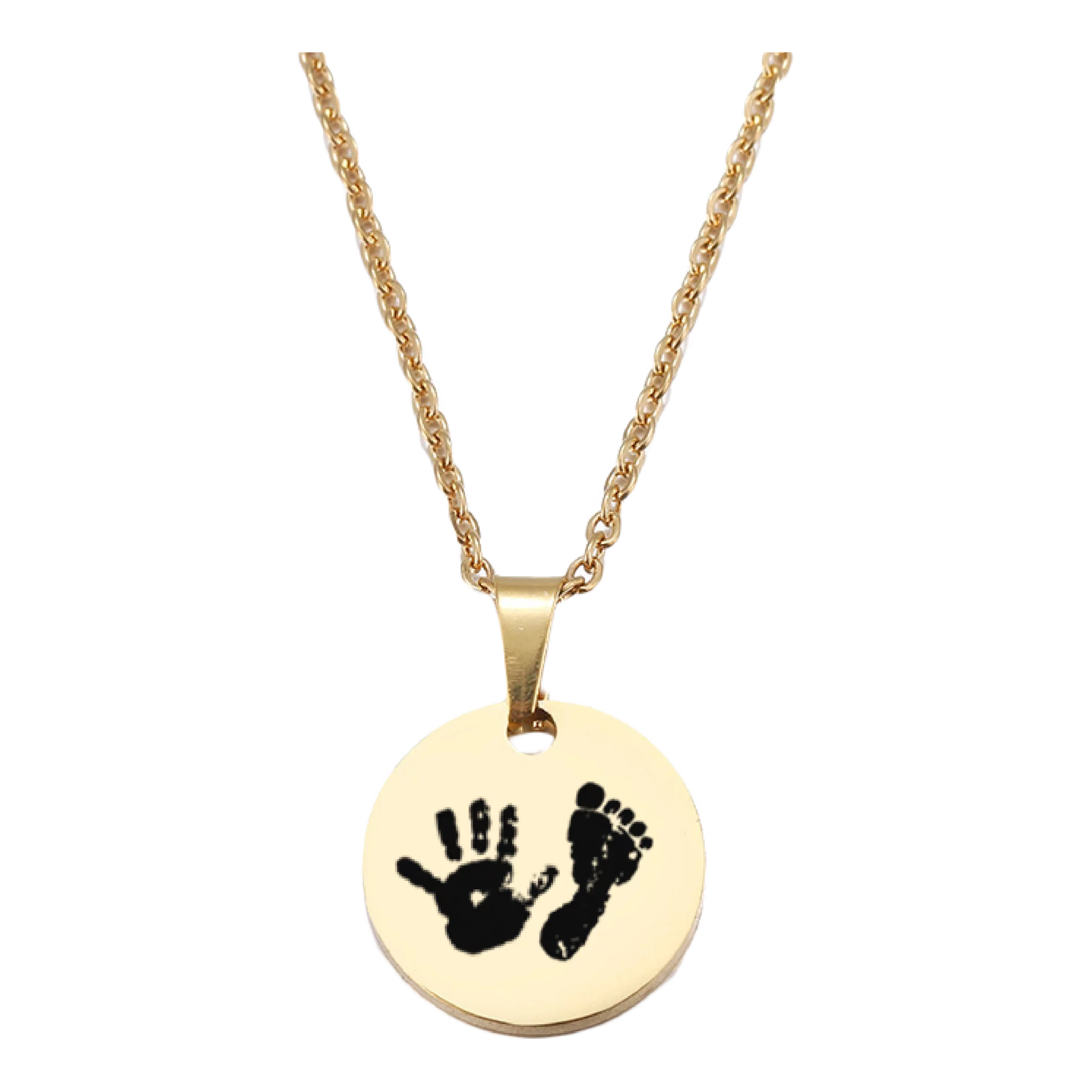 Hand/footprint Necklace Gold