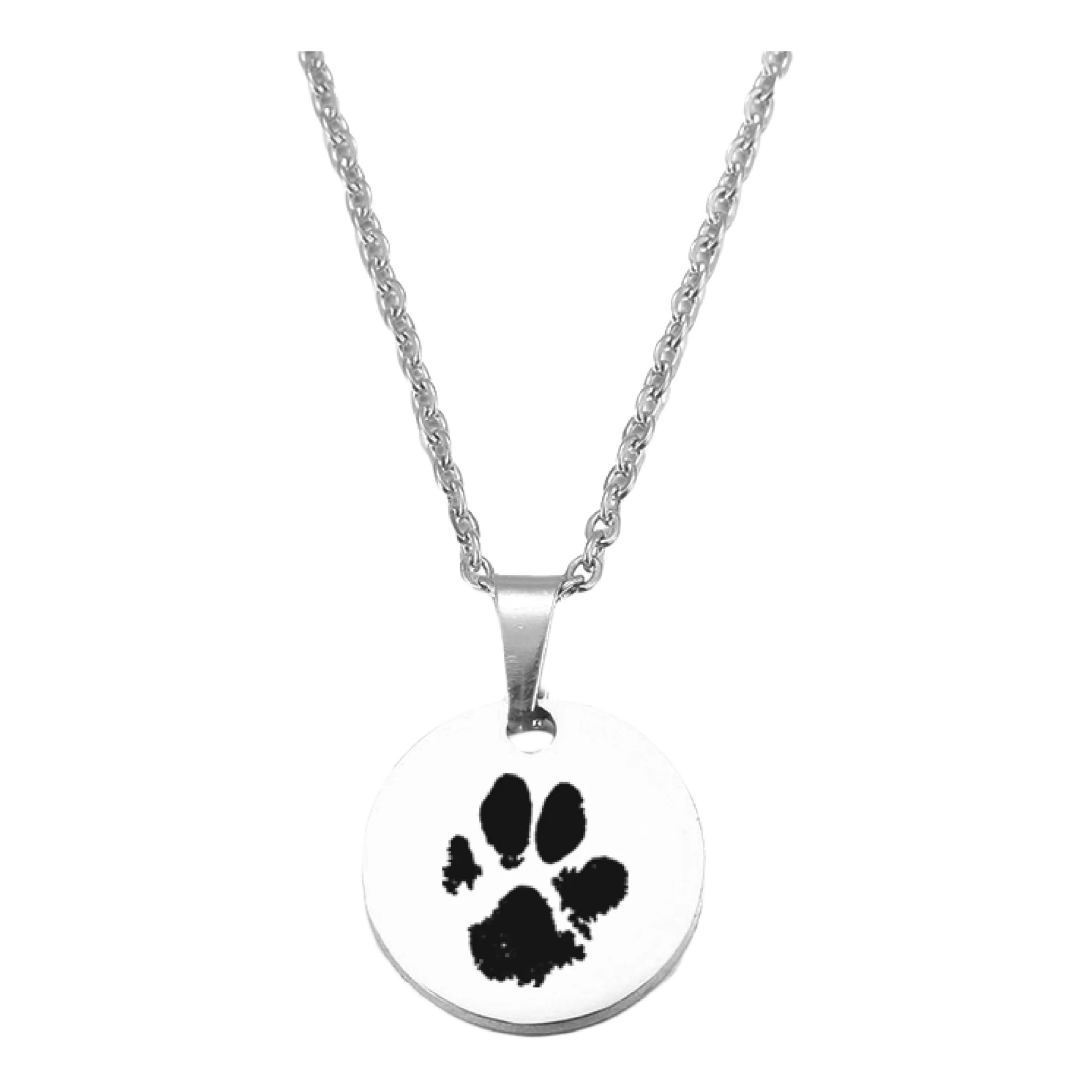 Paw Print Necklace Silver