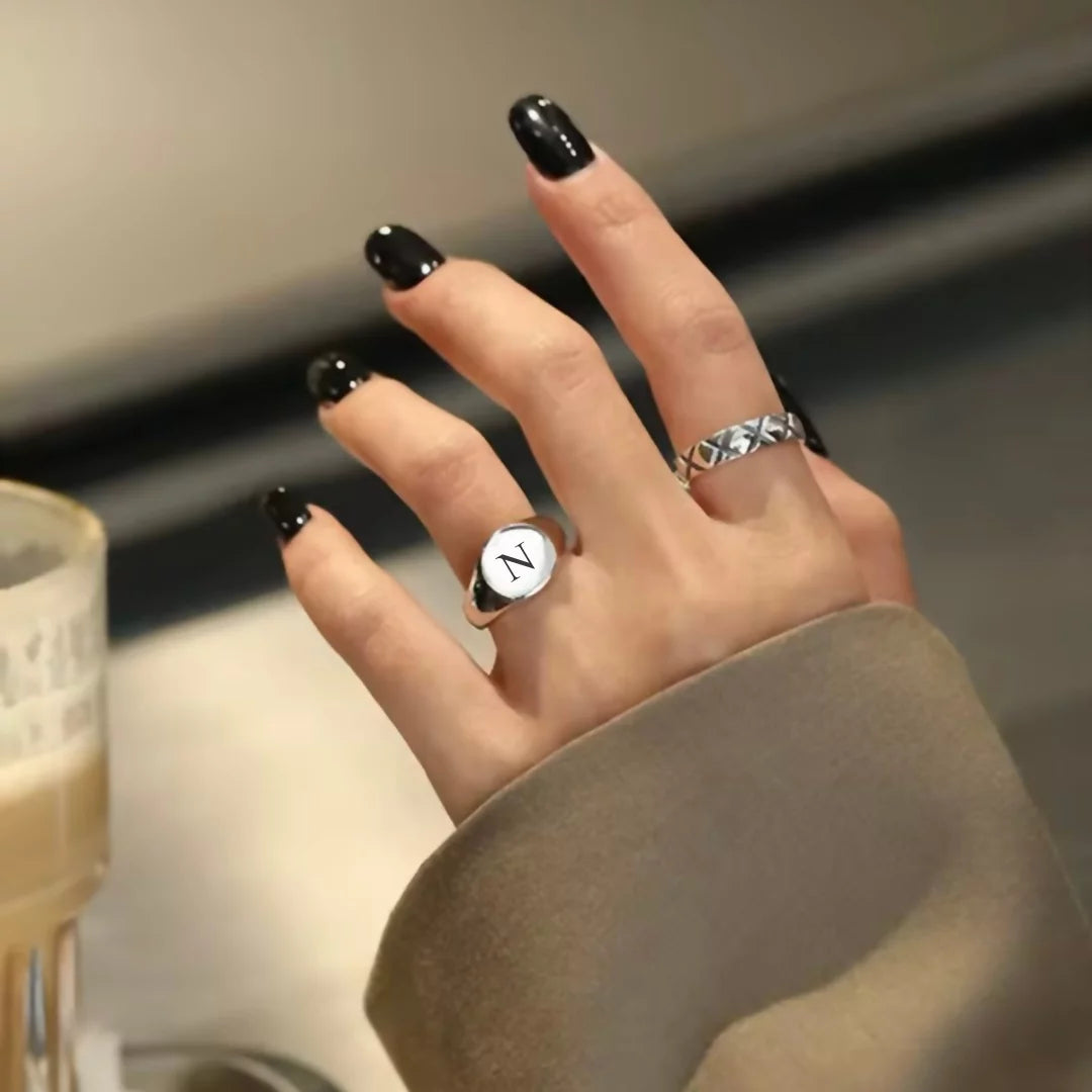 Initials Signet Ring Silver