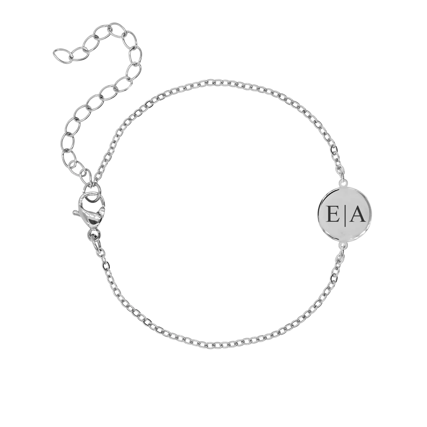 Initials Coin Bracelet Silver